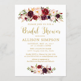 マルサラレッド秋金ゴールドブライダルシャワー招待状 招待状