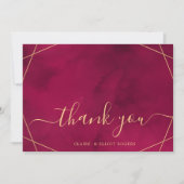 マルサラレッド·バーガンディ·ウモダンォーターカラーありがとう サンキューカード (正面)