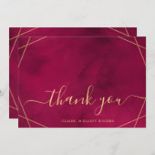 マルサラレッド·バーガンディ·ウモダンォーターカラーありがとう サンキューカード (正面/裏面)