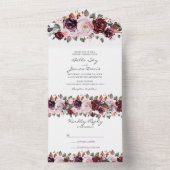 マルサラレッド フローラル 秋のオールインワン結婚式招待状 オールインワン招待状 (内側)