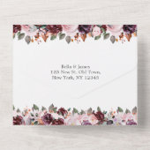 マルサラレッド フローラル 秋のオールインワン結婚式招待状 オールインワン招待状 (裏面)