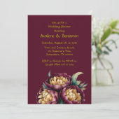 マルサラレッド&金ゴールド牡丹ウェディングシャワー 招待状 (スタンド正面)