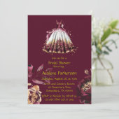 マルサラレッド&金ゴールド牡丹ブライダルシャワー 招待状 (スタンド正面)