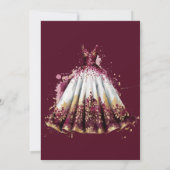 マルサラレッド&金ゴールド牡丹ブライダルシャワー 招待状 (裏面)