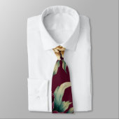 マルサラレッド&金ゴールド牡丹結婚の新郎 ネクタイ (タイ)