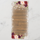 マルサラロマンチック素朴な冬の結婚式メニュー メニュー (裏面)