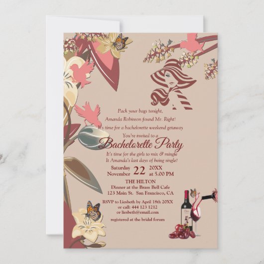 マルサラワイン テイスティング  ブライズパーティ 招待状 (正面)