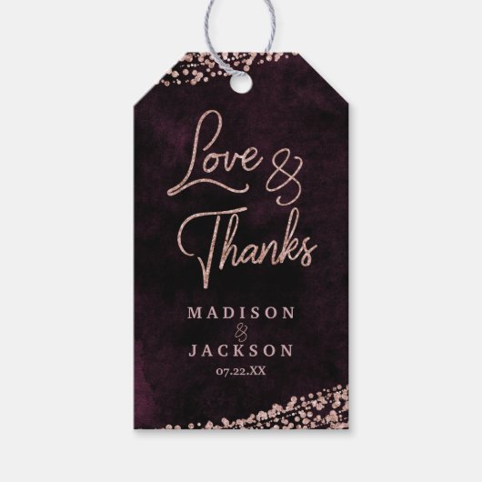 マルサラワイン&バラ結婚金ゴールドズラブ&感謝してい ギフトタグ (正面)