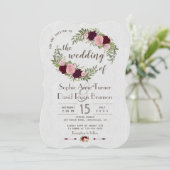 マルサラ素朴ウォーターカラーフローラホワイト結婚ズ 招待状 (スタンド正面)