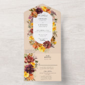 マルサラ素朴バーンオレンジ秋リース オールインワン招待状 (内側)
