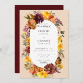 マルサラ素朴バーンオレンジ秋リース 招待状 (正面/裏面)