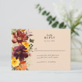 マルサラ素朴バーンオレンジ秋リースRSVPカード 出欠カード (スタンド正面)