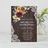 マルサラ素朴フローラひまわりウッドレース結婚ズ 招待状 (スタンド正面)