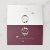 マルサラ素朴フローラリースブルゴーニュのテーブル番号 プレイスカード (外部開封)