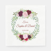 マルサラ素朴フローラリースブルゴーンディーウェディングRSVP スタンダードランチョンナプキン (正面)