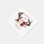 マルサラ素朴フローラ〔雄ジカの〕枝角結婚ズ12月4163 スタンダードカクテルナプキン (角)