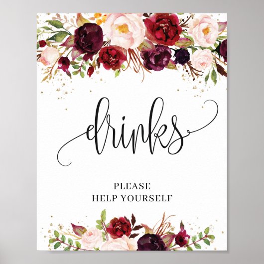 マルサラ素朴ブルゴーニュフローラ金ゴールドドリンク看板 ポスター (正面)