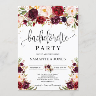 マルサラ素朴ブルゴーニュフローラ金ゴールドバチェロレッテ 招待状