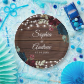 マルサラ素朴ー&ネイビー結婚ウッド ペーパープレート (パーティー)