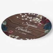 マルサラ素朴ー&ネイビー結婚ウッド ペーパープレート (アングル)