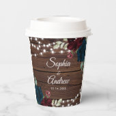 マルサラ素朴ー&ネイビー結婚ウッド 紙コップ (裏面)