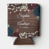 マルサラ素朴ー&ネイビー結婚ウッド 缶クーラー (正面)