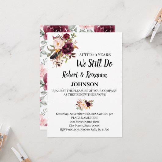 マルサラ結婚フラワーズの誓い 招待状 (正面/裏面インサイチュ)