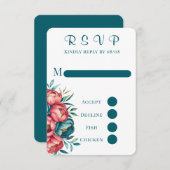 マルサラ絵を描金ゴールド牡丹ウェディングRSVPカード 出欠カード (正面/裏面)