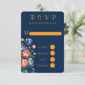 マルサラ絵を描金ゴールド牡丹ウェディングRSVPカード 出欠カード (スタンド正面)