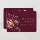 マルサラ絵を描金ゴールドPeony日付カードを保存 出欠カード (正面/裏面)