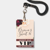 マルサラ花&ストリングライトスウィート16 VIPパス バッジ (ストラップ付き裏面)