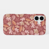 マルサラ葉のパターン iPhone 16ケース (裏面横)