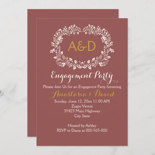 マルサラ葉リース結婚婚約パーティ 招待状 (正面/裏面)