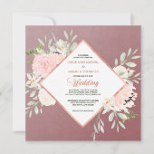 マルサラ赤面バラフローラフレーム結婚式招待状 招待状 (正面)