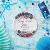 マルサラ赤面ピンクネイビーピーニーブライダルシャワー ペーパープレート (パーティー)