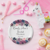 マルサラ赤面ピンクネイビーピーニーブライダルシャワー ペーパープレート (パーティー)