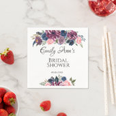 マルサラ赤面ピンクネイビープニーブライダルシャワー スタンダードカクテルナプキン (インサイチュ)