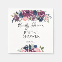 マルサラ赤面ピンクネイビープニーブライダルシャワー