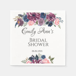 マルサラ赤面ピンクネイビープニーブライダルシャワー スタンダードカクテルナプキン