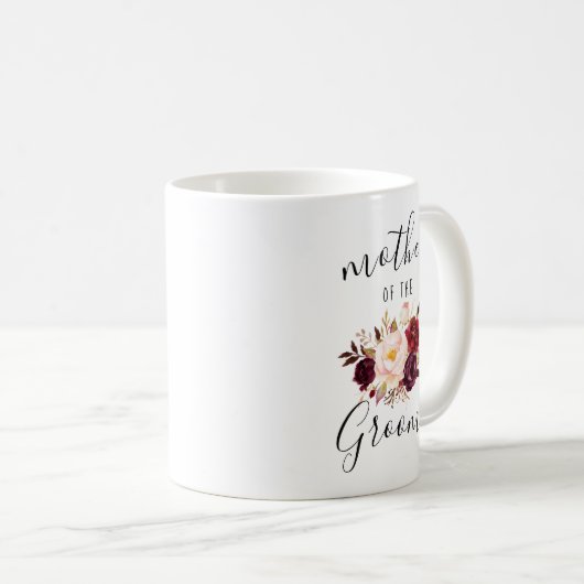 マルサラ赤面ピンクフローラマザーオブザグルームギフト コーヒーマグカップ (正面右)