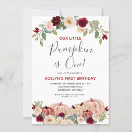 マルサラ金ゴールドグリッター秋第1回誕生日招待状 招待状