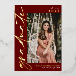 マルサラ金ゴールド書道写真卒業 箔招待状