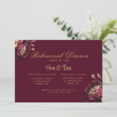 マルサラ金ゴールド水彩牡丹リハーサルディナー 招待状 (スタンド正面)