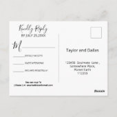 マルサラ & アイボリー ウォーターカラー ローズ | ネイビー RSVP ポストカード (裏面)