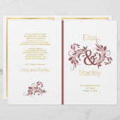 マルサラ・アンパサンド・スクロール・リーフ結婚式プログラム (正面/裏面)