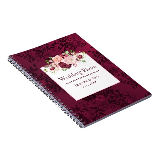 マルサラ ウォーターカラー 牡丹 ブーケ ウェディング プランナー ノートブック (右側)