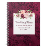 マルサラ ウォーターカラー 牡丹 ブーケ ウェディング プランナー ノートブック (正面)