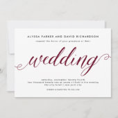 マルサラ | エレガントなスクリプト結婚式招待状 招待状 (正面)