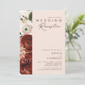 マルサラ オータム フローラル | ブラッシュ ウェディング レセプション 招待状 (スタンド正面)