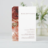 マルサラ オータム フローラル ホワイト ウェディング レセプション カード (スタンド正面)